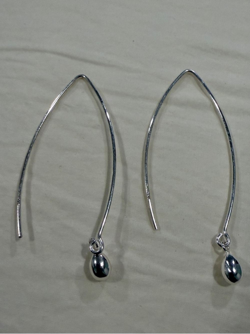 Minimalist 925 Sterling Silver Teardrop Threader Earrings